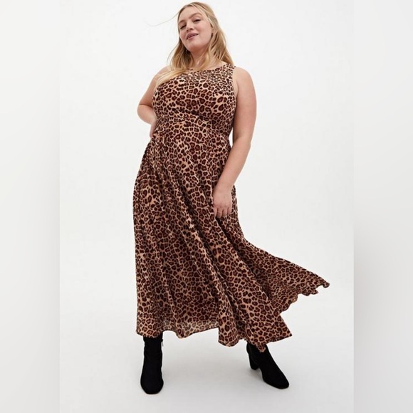 torrid Dresses & Skirts - Torrid Maxi Georgette High Neck Dress leopard 16 plus animal print